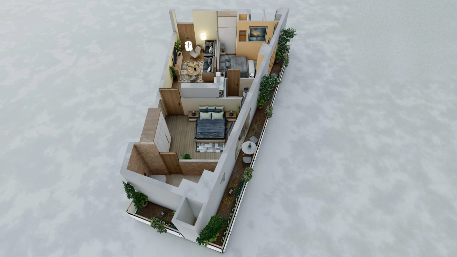 3D cut-away of an SBS Tower apartment, Layout 05